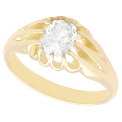 Antique 1.13 Carat Diamond and Yellow Gold Signet Ring, Circa 1870