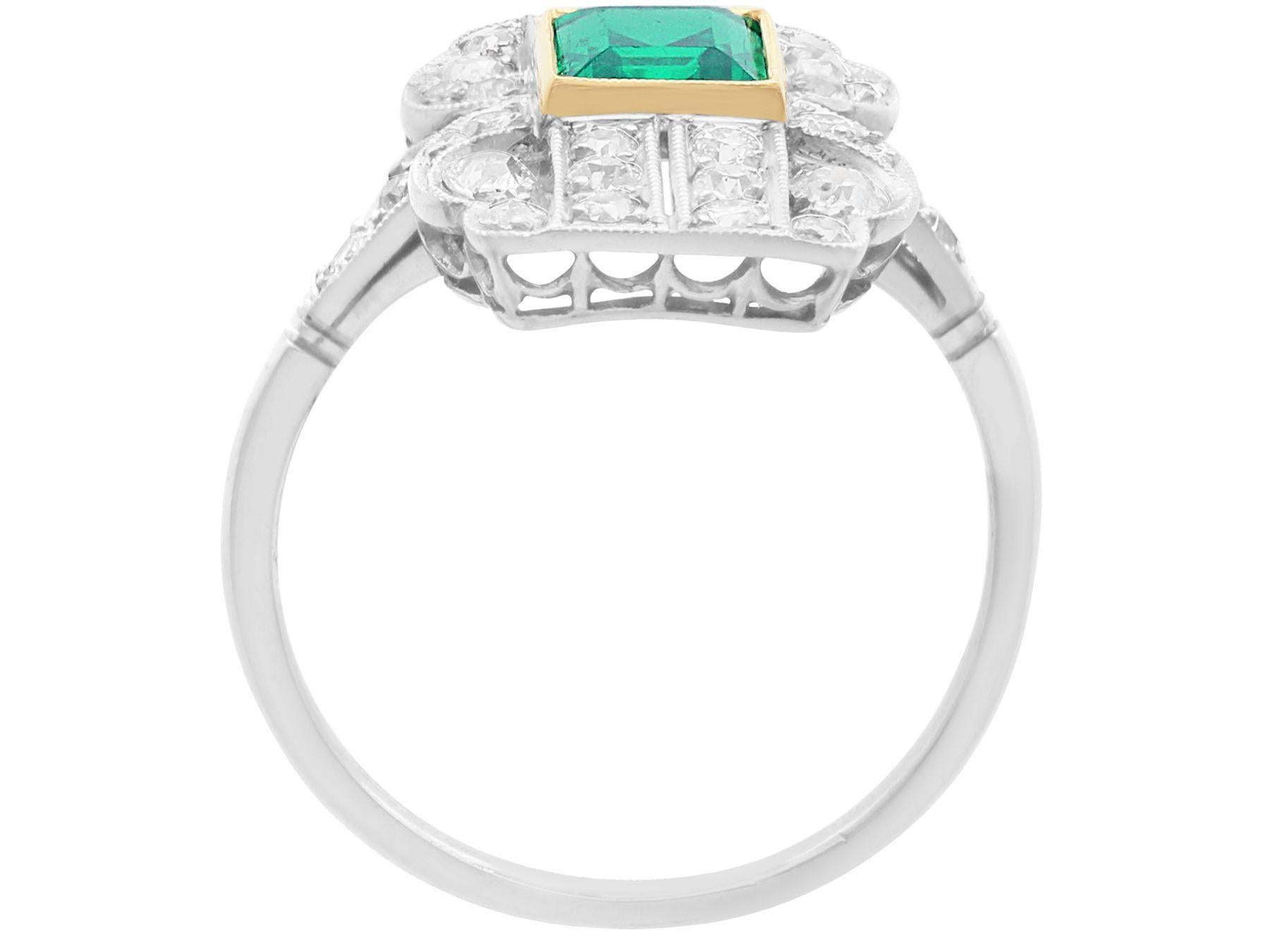 1.13 Carat Emerald and 1.11 Carat Diamond Platinum Cocktail Ring In Excellent Condition For Sale In Jesmond, Newcastle Upon Tyne