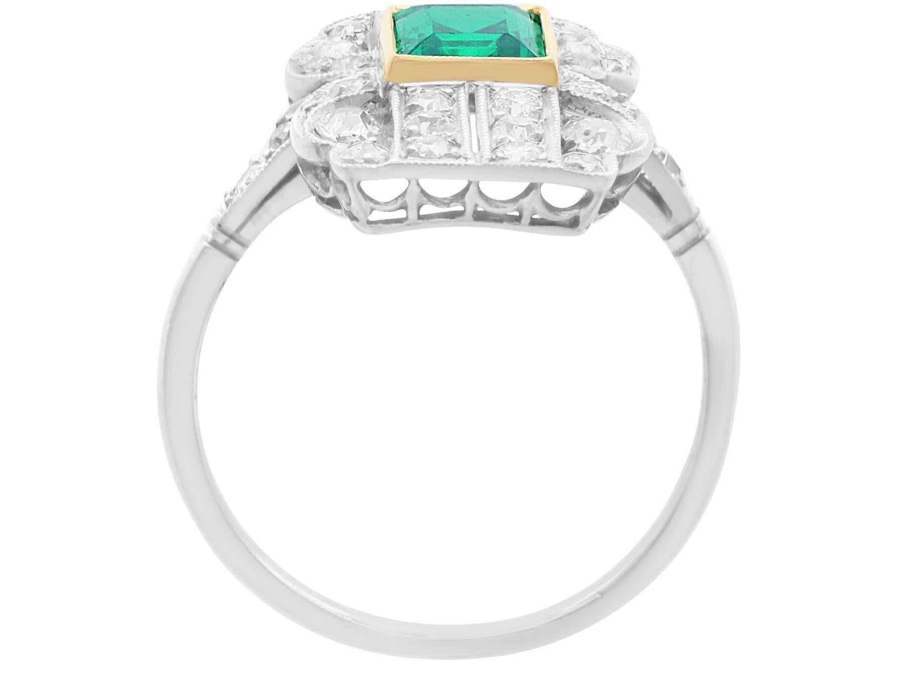 Platinring mit 1,13 Karat Smaragd und 1,11 Karat Diamant im Angebot 1