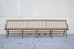 Antique Spindle Back Pine Wood Deacons Windsor Farm Bench