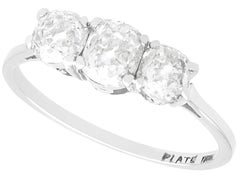 Antique 1.14Ct Diamond and 18k White Gold Trilogy Ring Circa 1920