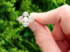Antique 1.15 Carat Diamond and Pearl Cocktail Ring in Yellow Gold