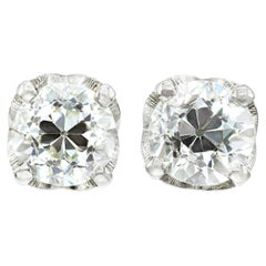 Antike 1,15 ctw Diamant-Ohrstecker im alteuropäischen Schliff GIA zertifiziert