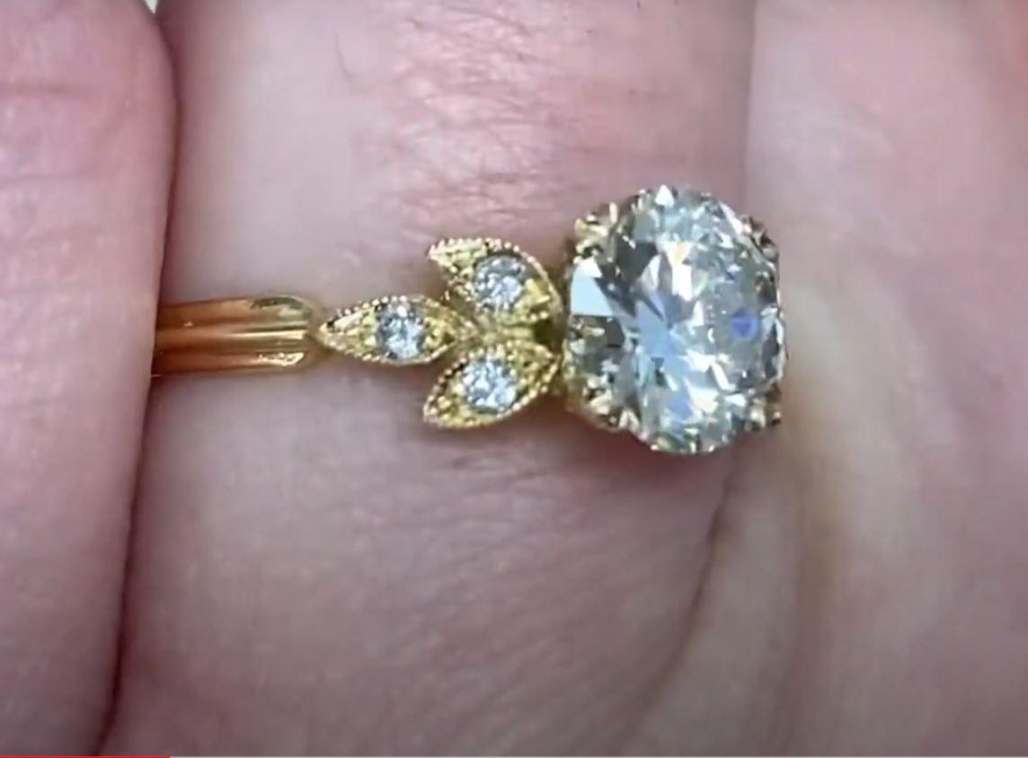 Verlobungsring mit altem europäischem Diamantschliff (ca. 1,10 Karat), 18k Gelbgold (Alteuropäischer Schliff) im Angebot