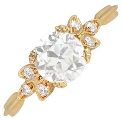 Bague de fiançailles en or jaune 18 carats avec diamant taille européenne ancienne de 1,16 carat