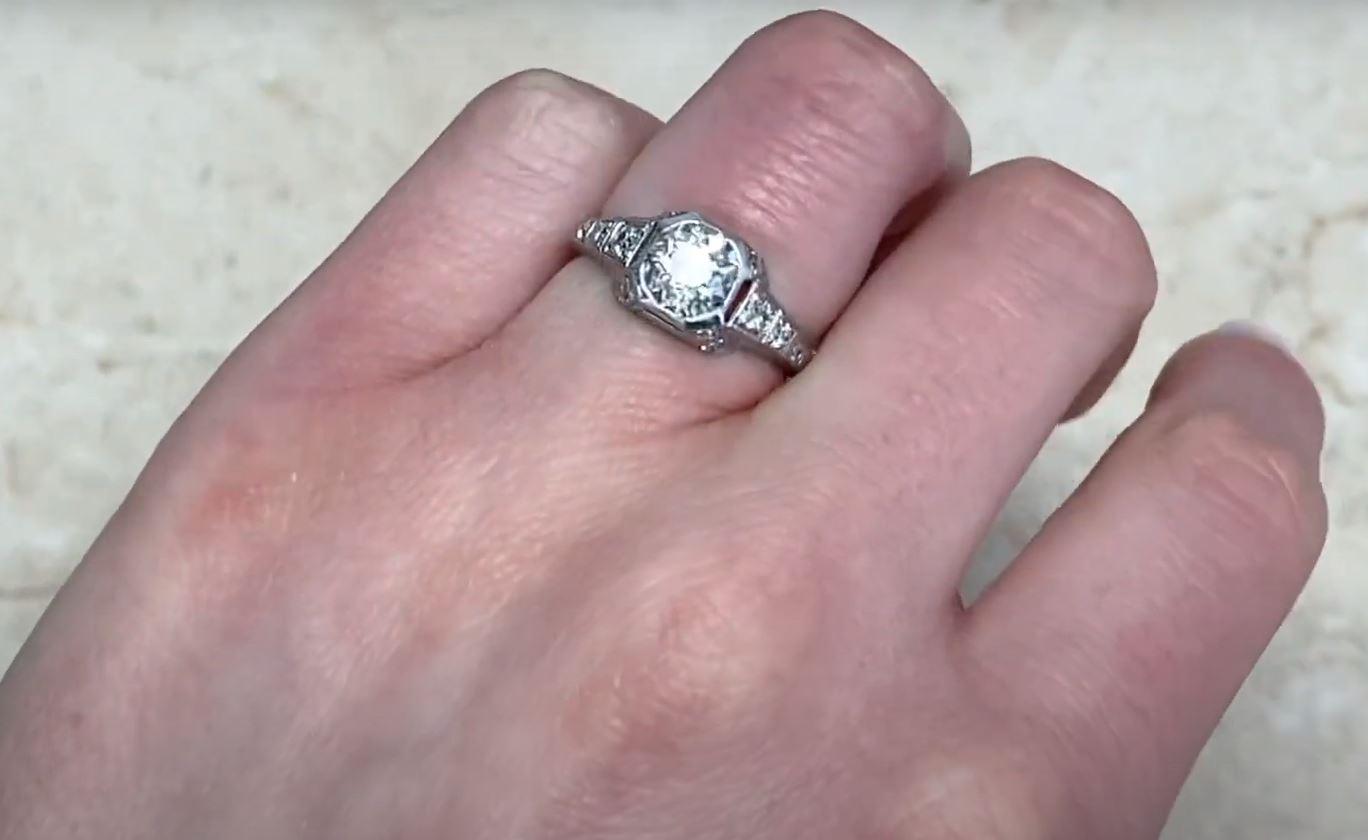 Antique 1.17ct Old European Cut Diamond Engagement Ring, VS1 Clarity, Platinum For Sale 5