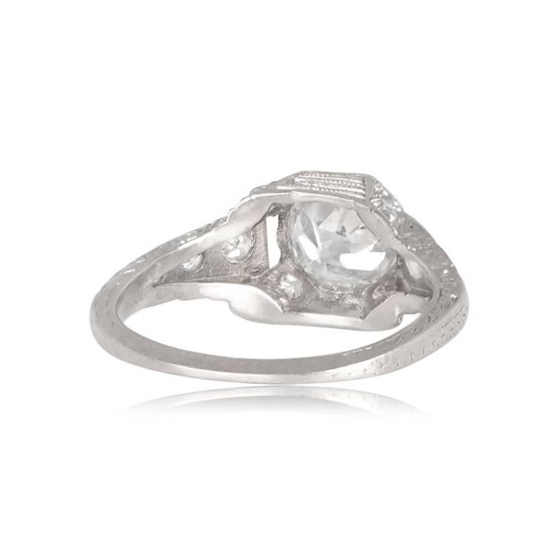 Art Deco Antique 1.17ct Old European Cut Diamond Engagement Ring, VS1 Clarity, Platinum For Sale