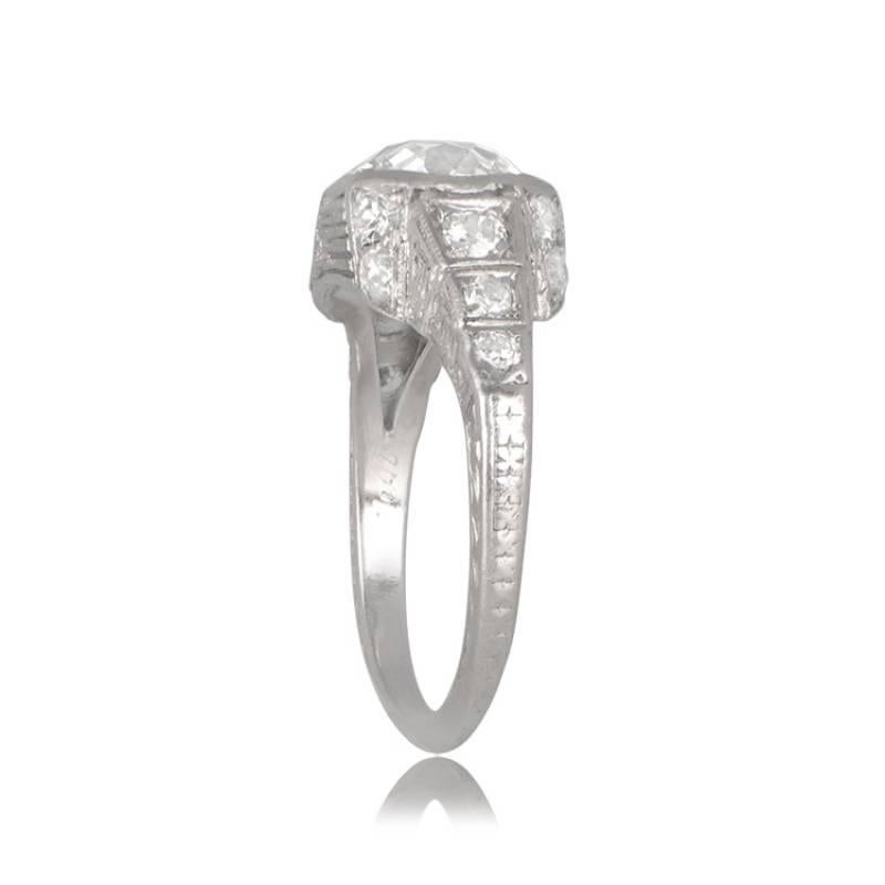 Women's Antique 1.17ct Old European Cut Diamond Engagement Ring, VS1 Clarity, Platinum For Sale