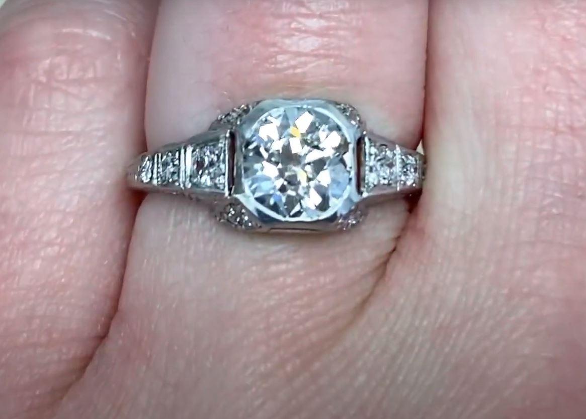 Antique 1.17ct Old European Cut Diamond Engagement Ring, VS1 Clarity, Platinum For Sale 1