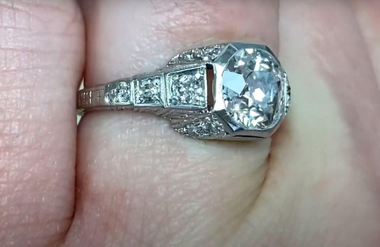 Antique 1.17ct Old European Cut Diamond Engagement Ring, VS1 Clarity, Platinum For Sale 2