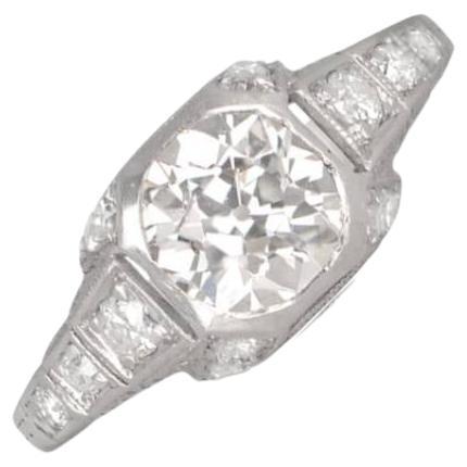 Antique 1.17ct Old European Cut Diamond Engagement Ring, VS1 Clarity, Platinum For Sale