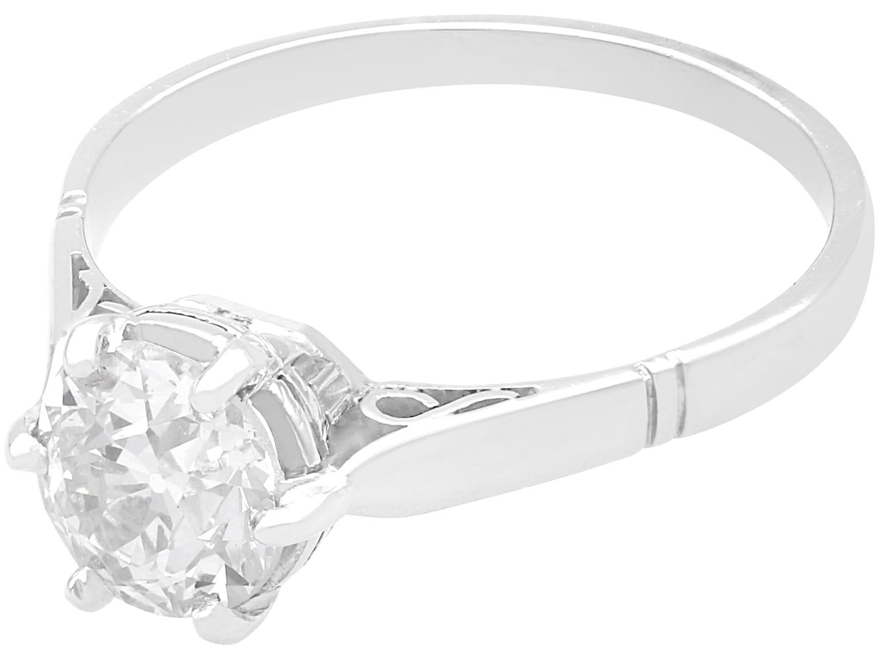 Old European Cut Antique 1.18 Carat Diamond 18k White Gold Solitaire Engagement Ring Circa 1910 For Sale