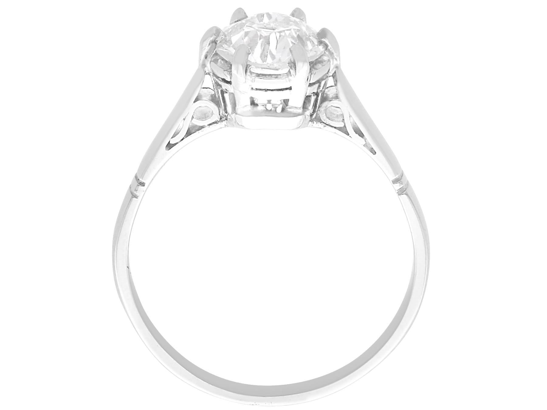 Women's or Men's Antique 1.18 Carat Diamond 18k White Gold Solitaire Engagement Ring Circa 1910 For Sale