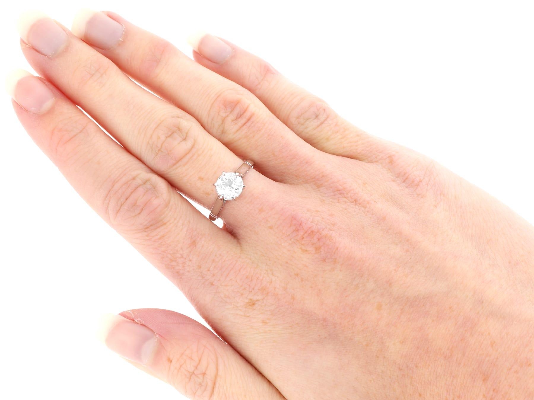 Antique 1.18 Carat Diamond 18k White Gold Solitaire Engagement Ring Circa 1910 For Sale 1