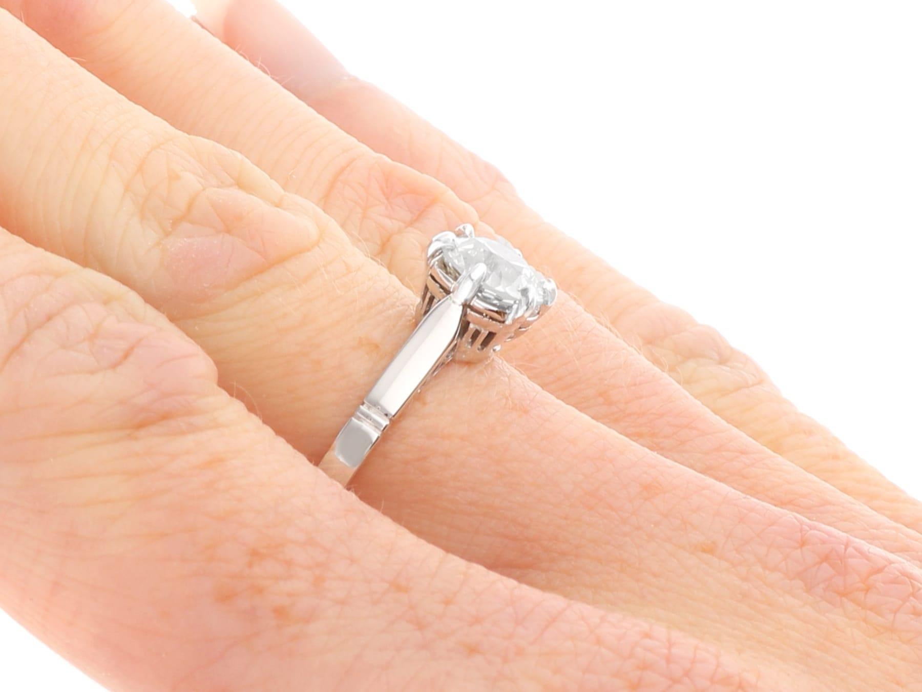 Antique 1.18 Carat Diamond 18k White Gold Solitaire Engagement Ring Circa 1910 For Sale 2