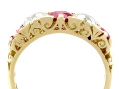 Antique 1.19 Carat Ruby and 1.15 Carat Diamond Five-Stone Dress Ring