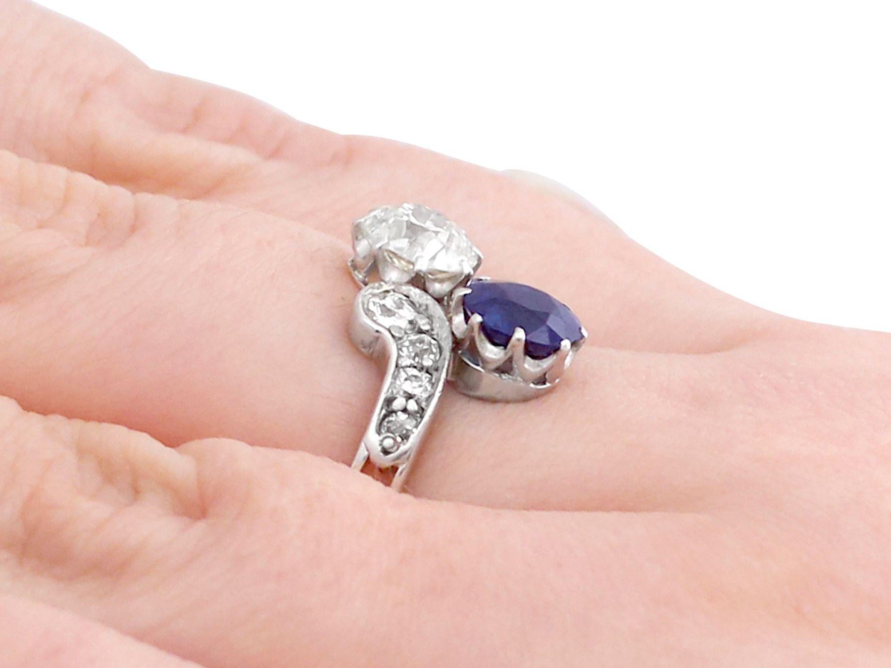 Victorian 1.19 Carat Sapphire and 1.28 Carat Diamond Twist Ring For Sale 2