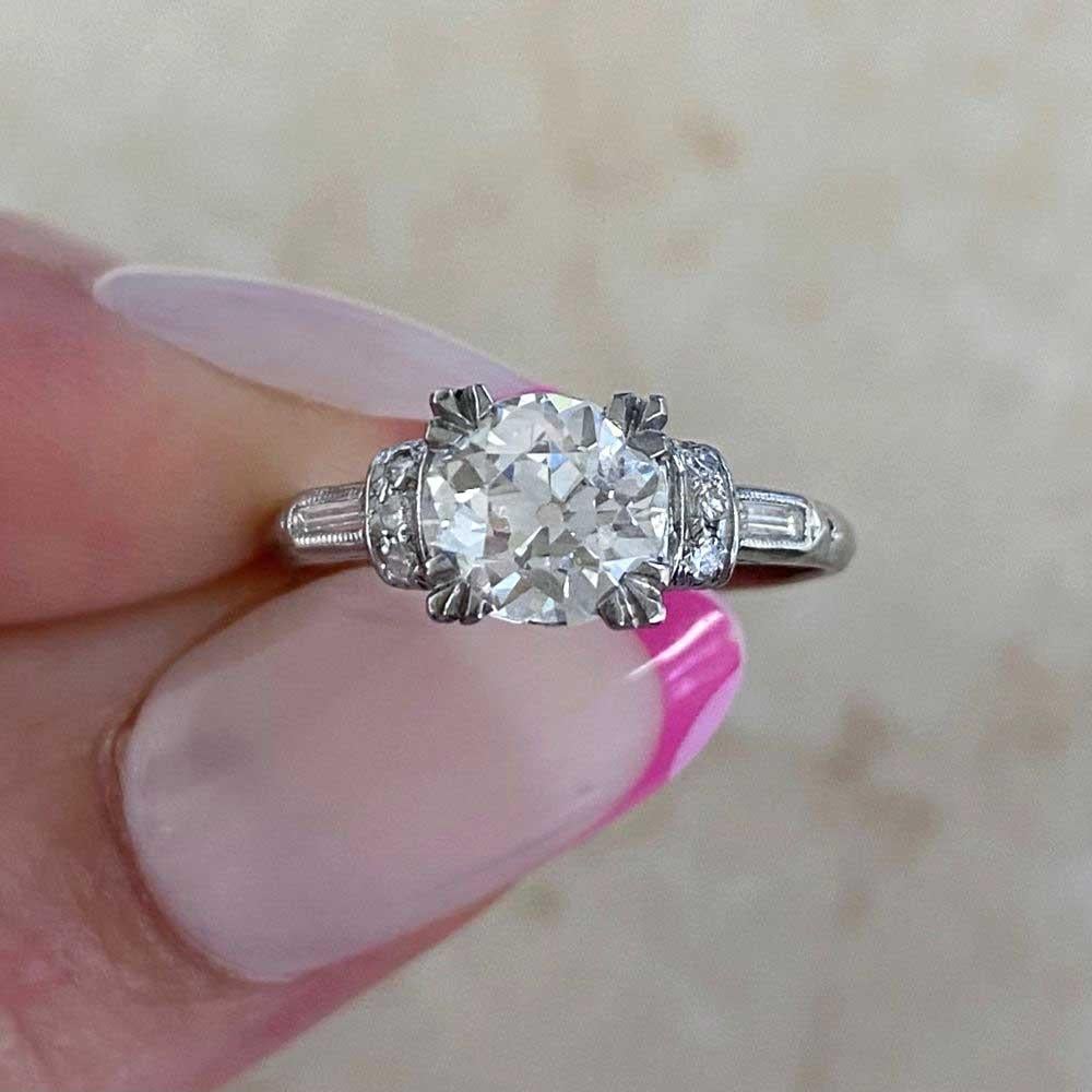 Antique 1.19ct Old European Cut Diamond Engagement Ring, I Color, Platinum For Sale 5