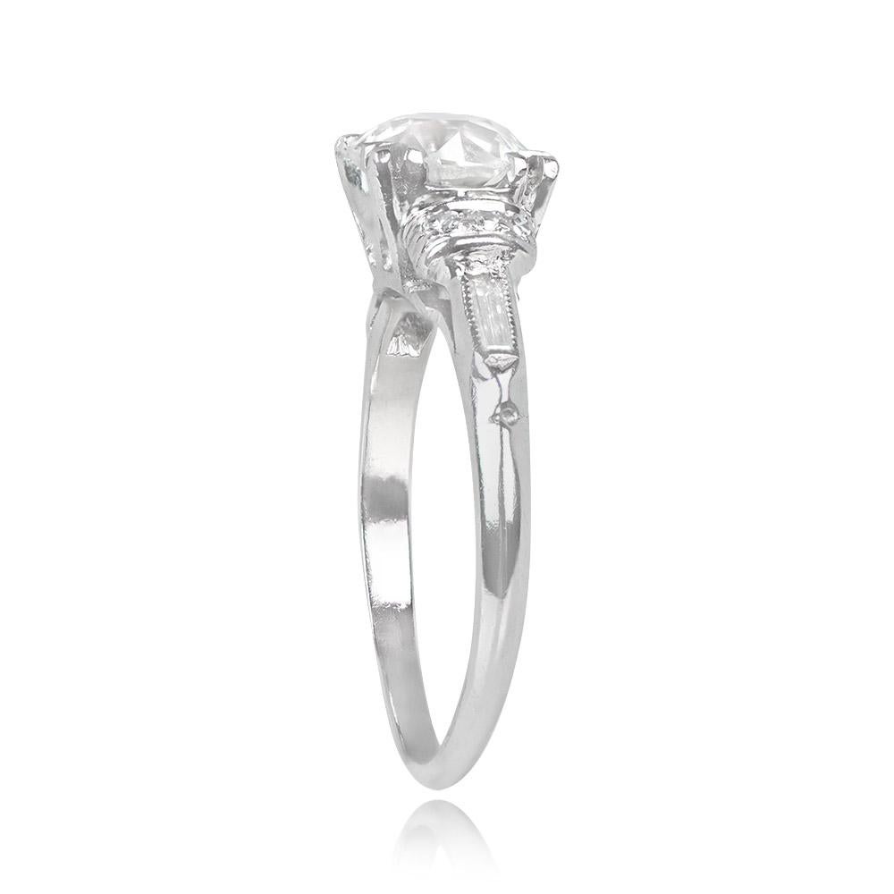 Art Deco Antique 1.19ct Old European Cut Diamond Engagement Ring, I Color, Platinum For Sale