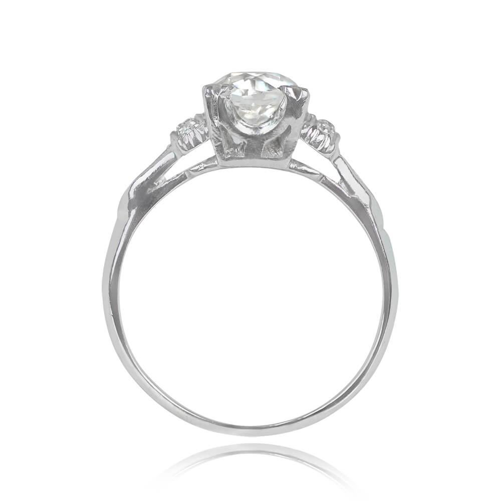 Antique 1.19ct Old European Cut Diamond Engagement Ring, I Color, Platinum In Excellent Condition For Sale In New York, NY