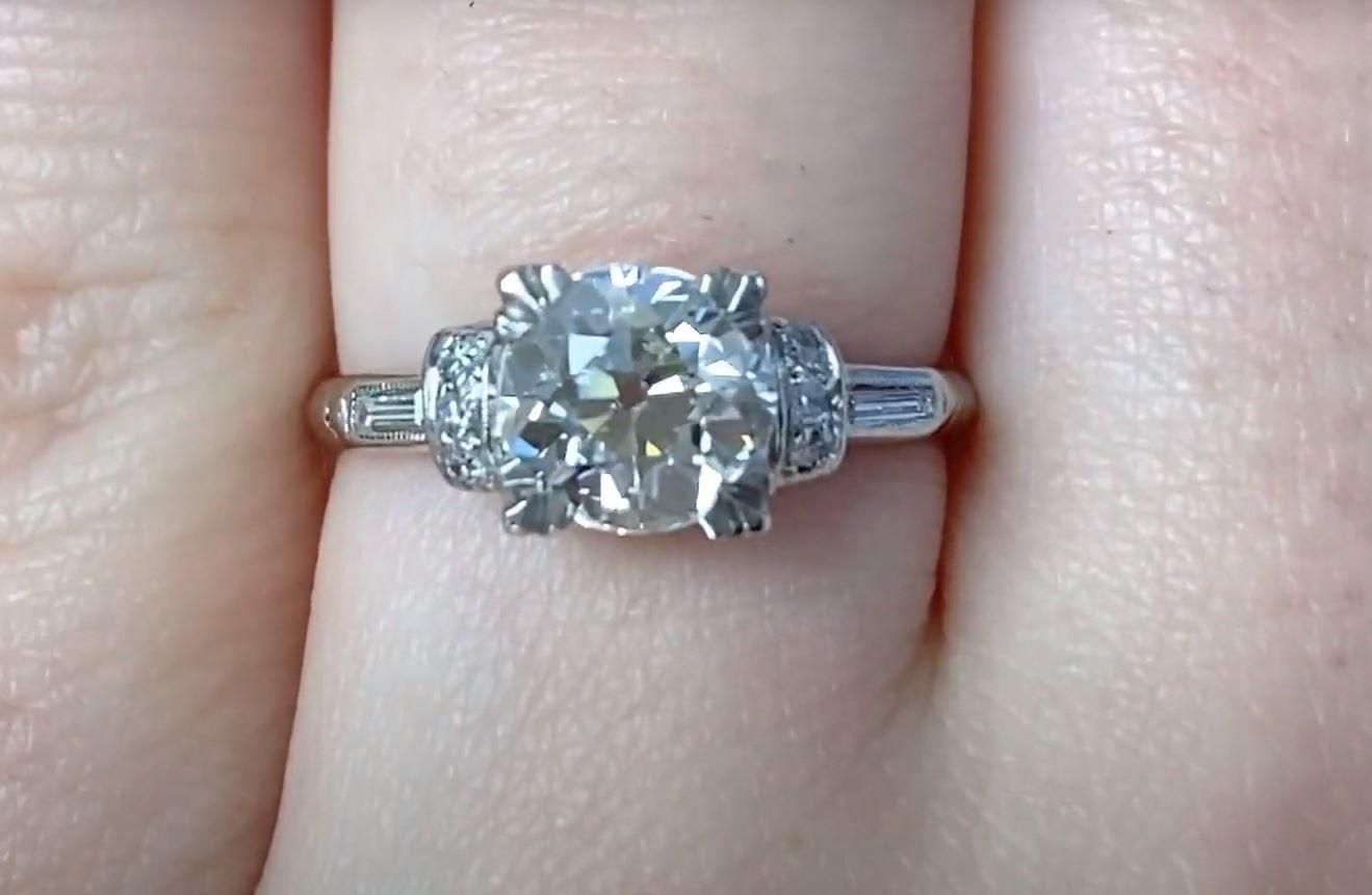 Women's Antique 1.19ct Old European Cut Diamond Engagement Ring, I Color, Platinum For Sale