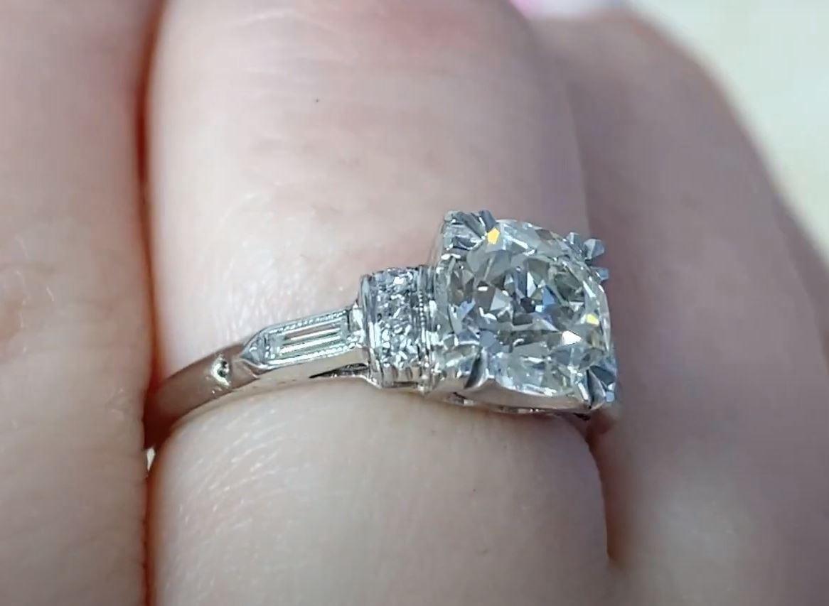 Antique 1.19ct Old European Cut Diamond Engagement Ring, I Color, Platinum For Sale 1