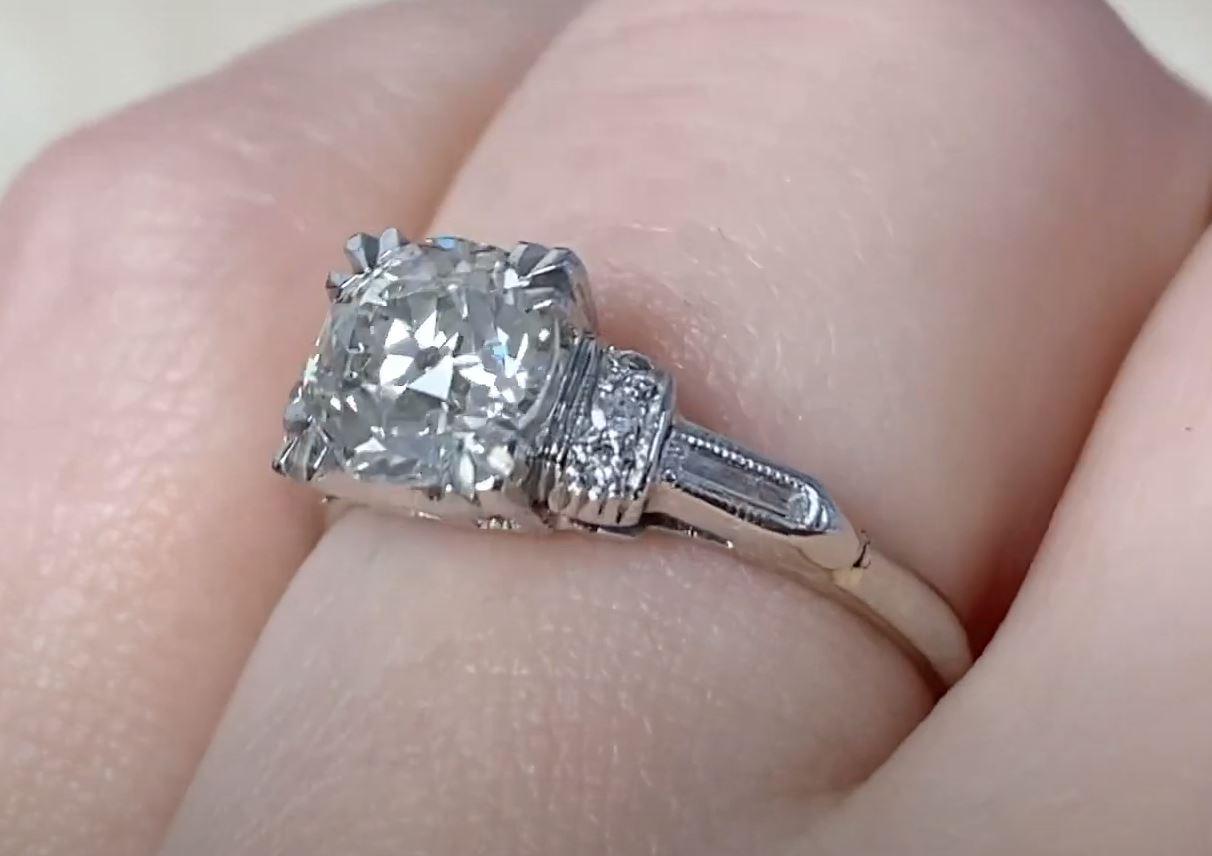 Antique 1.19ct Old European Cut Diamond Engagement Ring, I Color, Platinum For Sale 2