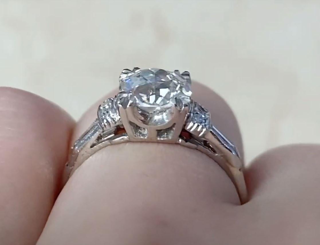 Antique 1.19ct Old European Cut Diamond Engagement Ring, I Color, Platinum For Sale 3