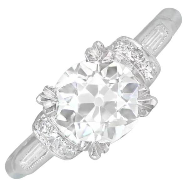 Antique 1.19ct Old European Cut Diamond Engagement Ring, I Color, Platinum For Sale