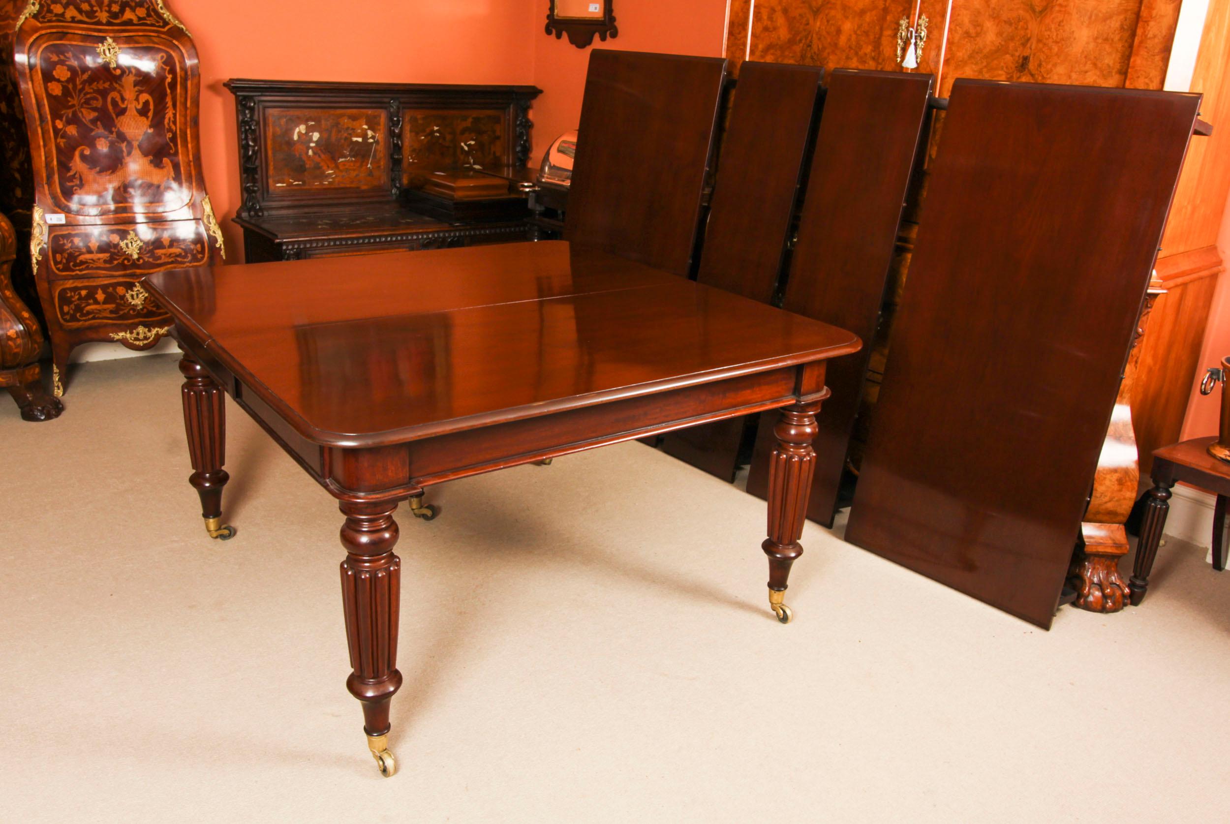 Antique 11ft Extending Dining Table C1835 & 12 Shieldback Dining Chairs 3