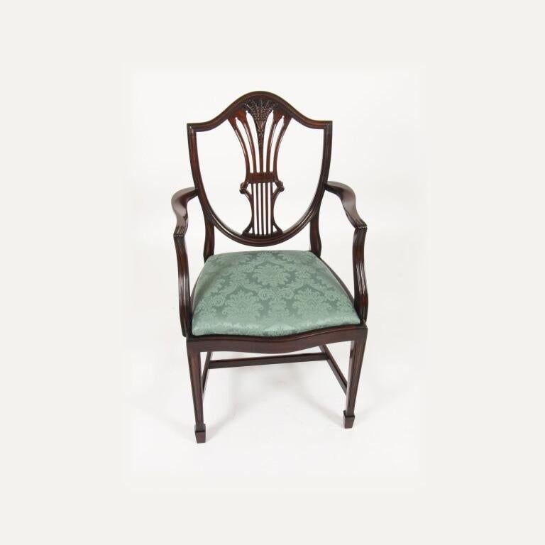 Antique 11ft Extending Dining Table C1835 & 12 Shieldback Dining Chairs 5