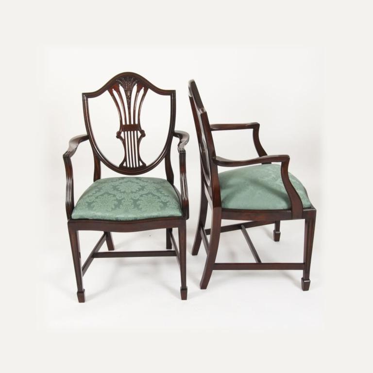 Antique 11ft Extending Dining Table C1835 & 12 Shieldback Dining Chairs 6