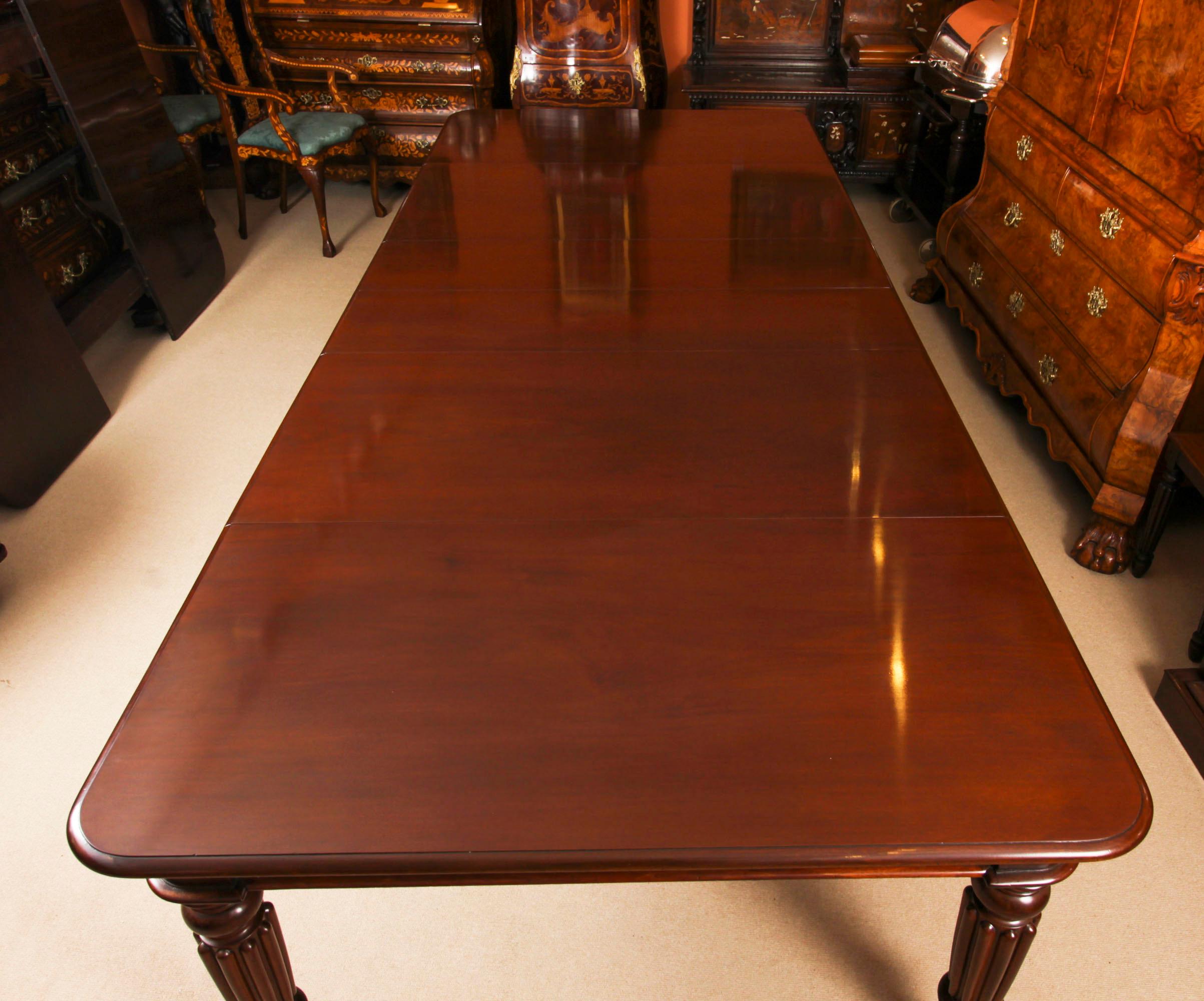 English Antique 11ft Extending Dining Table C1835 & 12 Shieldback Dining Chairs