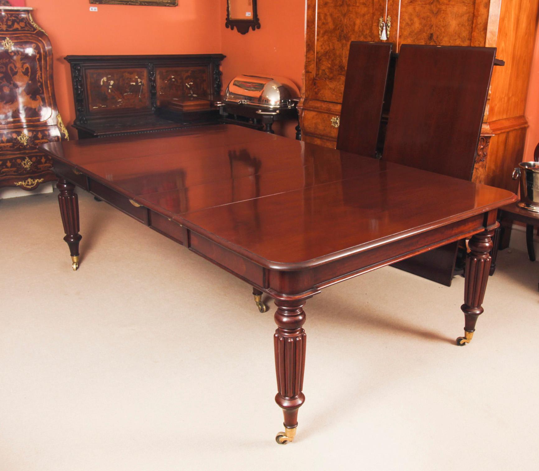 Mahogany Antique 11ft Extending Dining Table C1835 & 12 Shieldback Dining Chairs