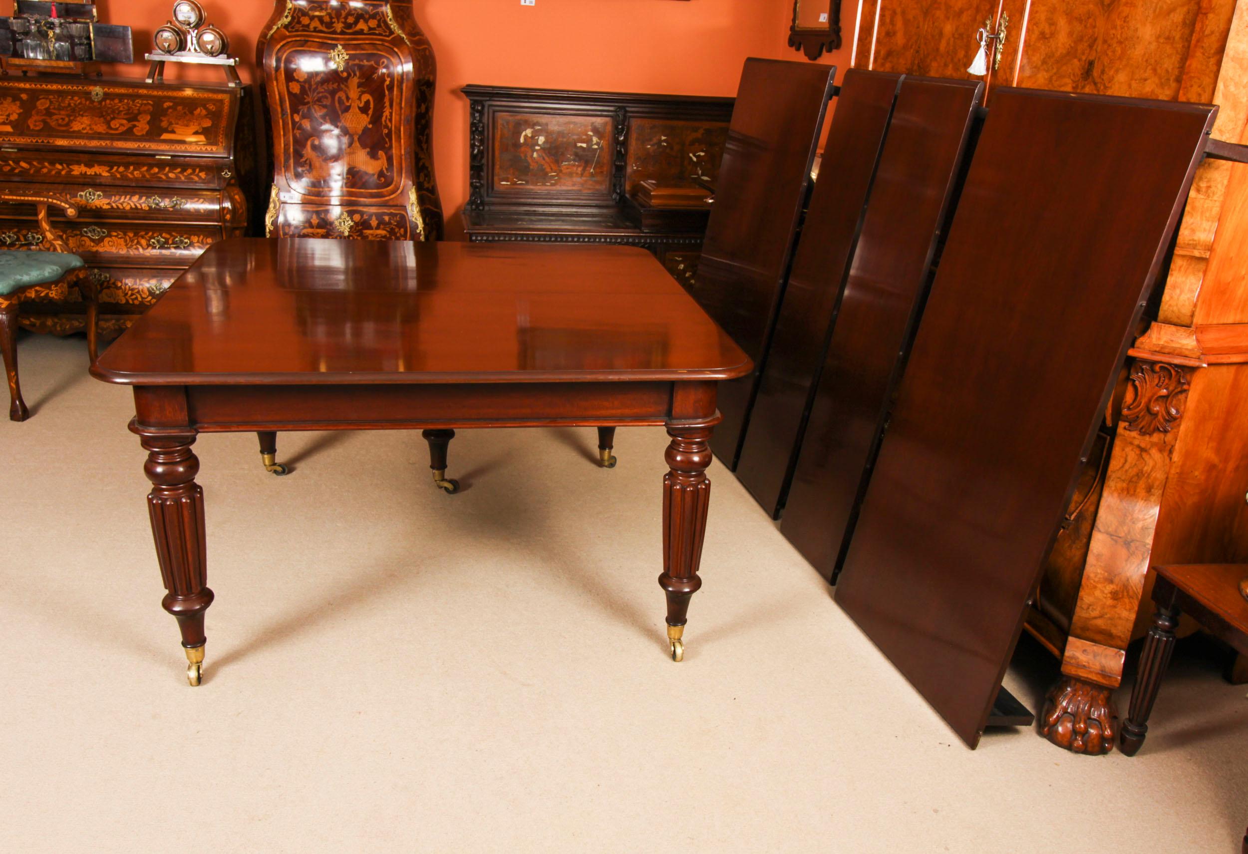 Antique 11ft Extending Dining Table C1835 & 12 Shieldback Dining Chairs 2