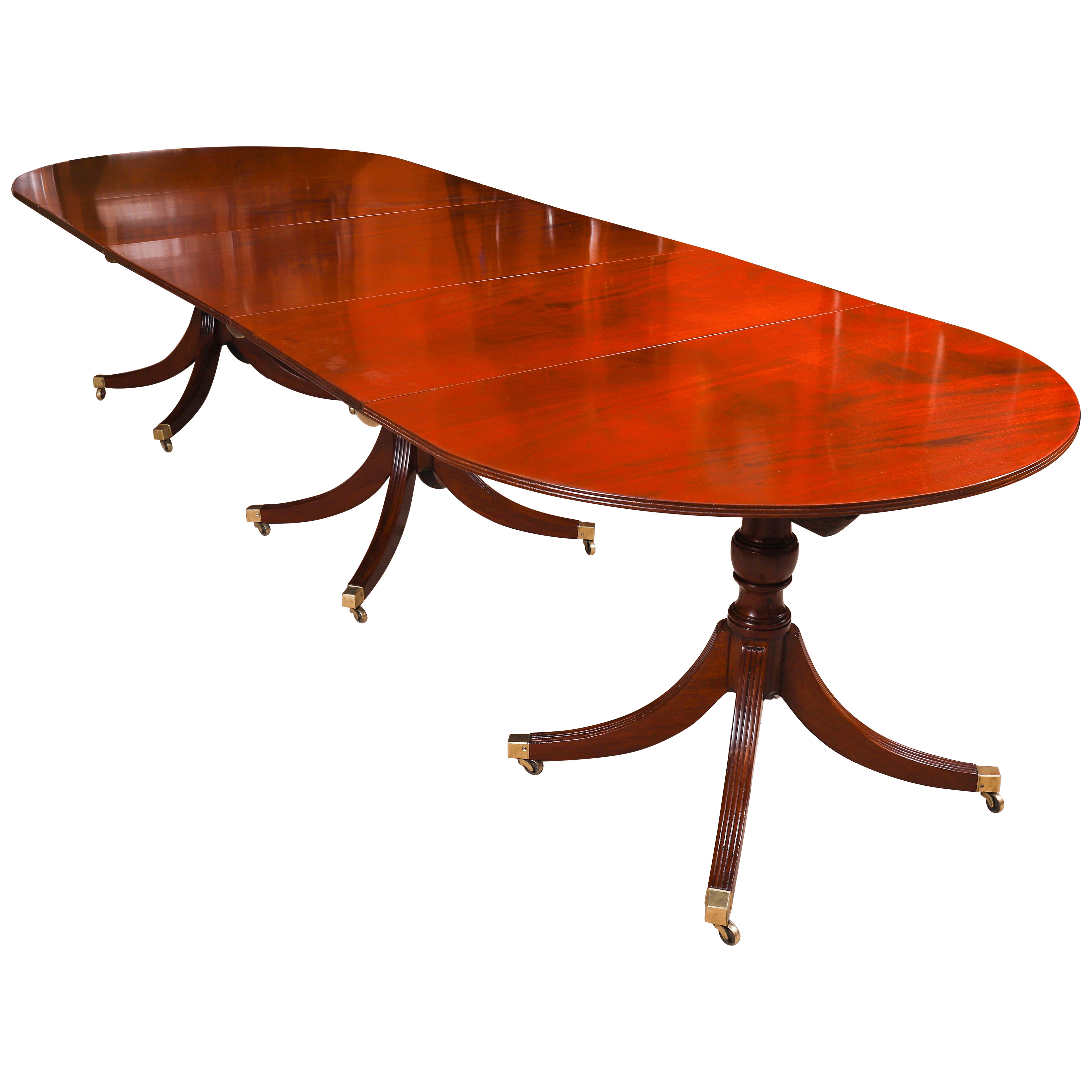 Antique 11ft George IV Regency Triple Pillar Dining Table C1830 19th Century