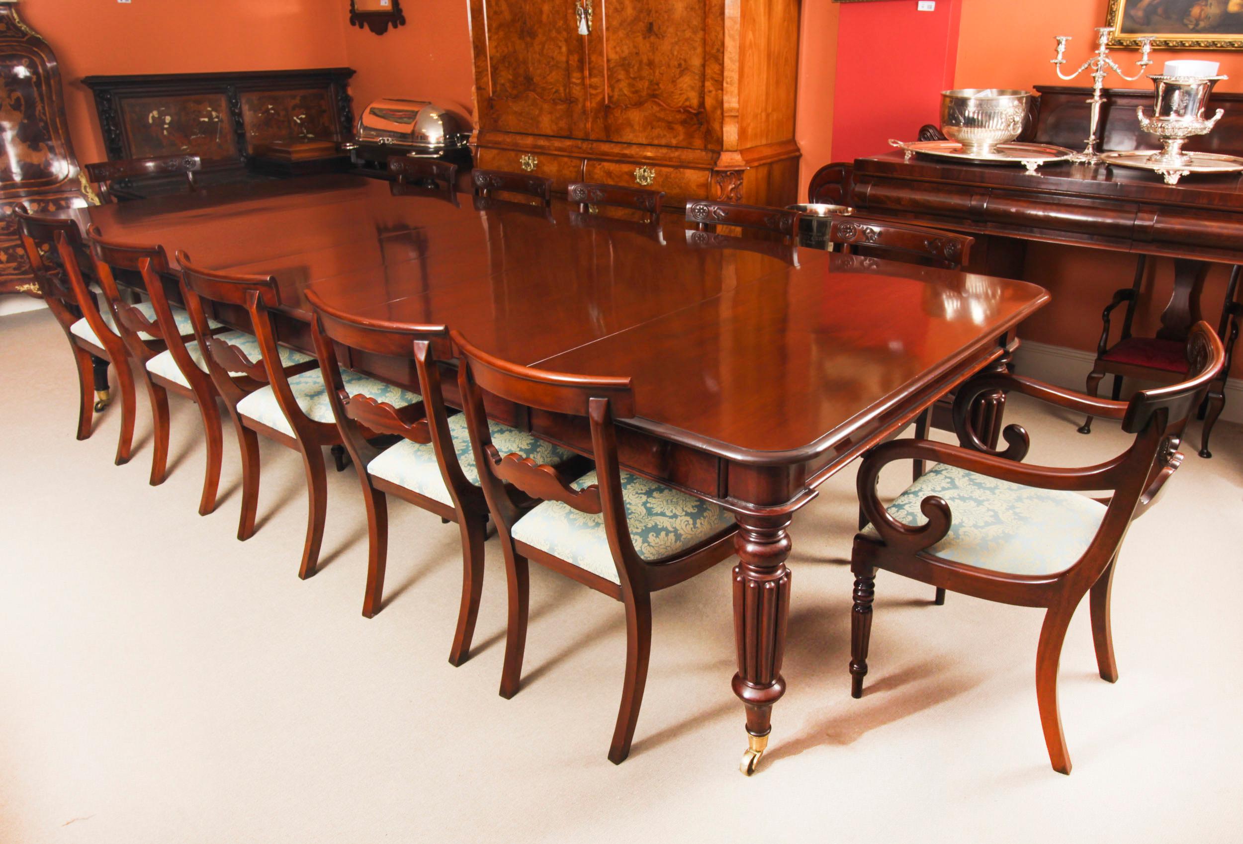 A very rare opportunity to own a good early antique William IV flame mahogany extending  dining table in the manner of Gillows  of Lancaster,  Circa 1835 in date.

The table top having  a moulded edge with a pull out action and four  leaves, with