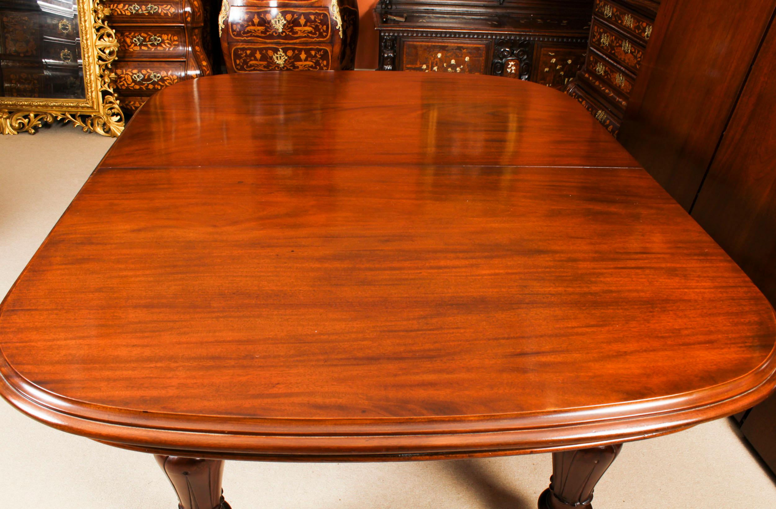 Antique Victorian Flame Mahogany D End Extending Dining Table 19th C 8