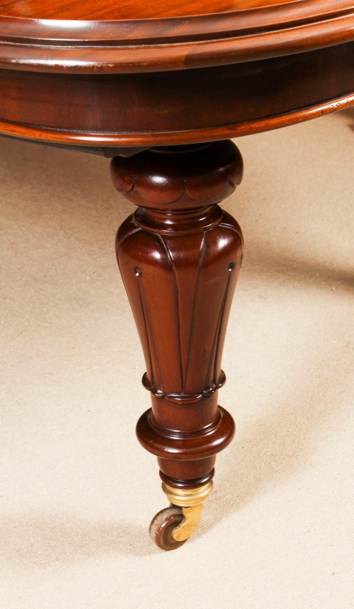 Antique Victorian Flame Mahogany D End Extending Dining Table 19th C 14