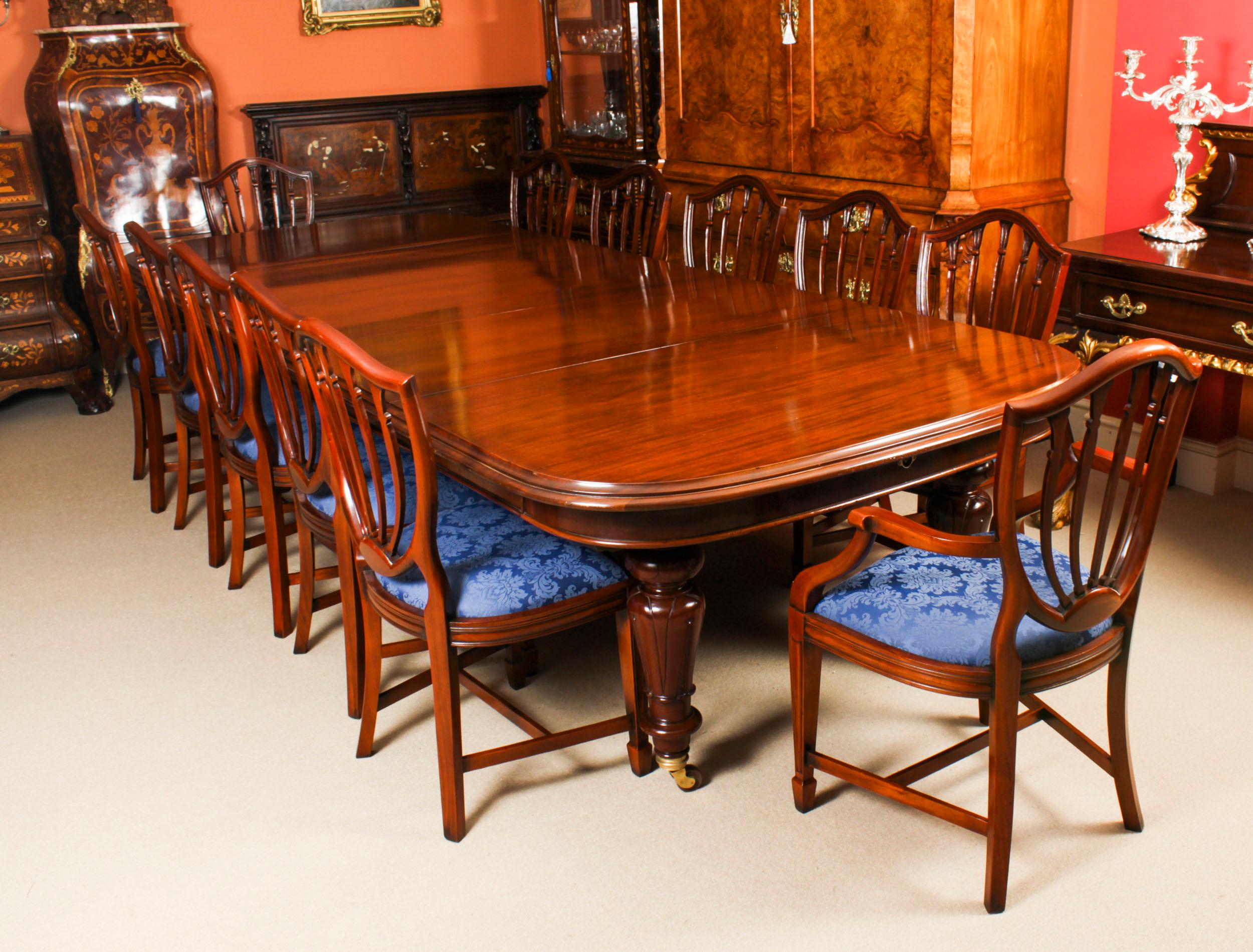 This is a magnificent antique Victorian solid mahogany D-end dining table which can seat twelve diners in comfort and is also ideal for use as a conference table, C1850 in date.
 
This beautiful table is in stunning flame mahogany and has three