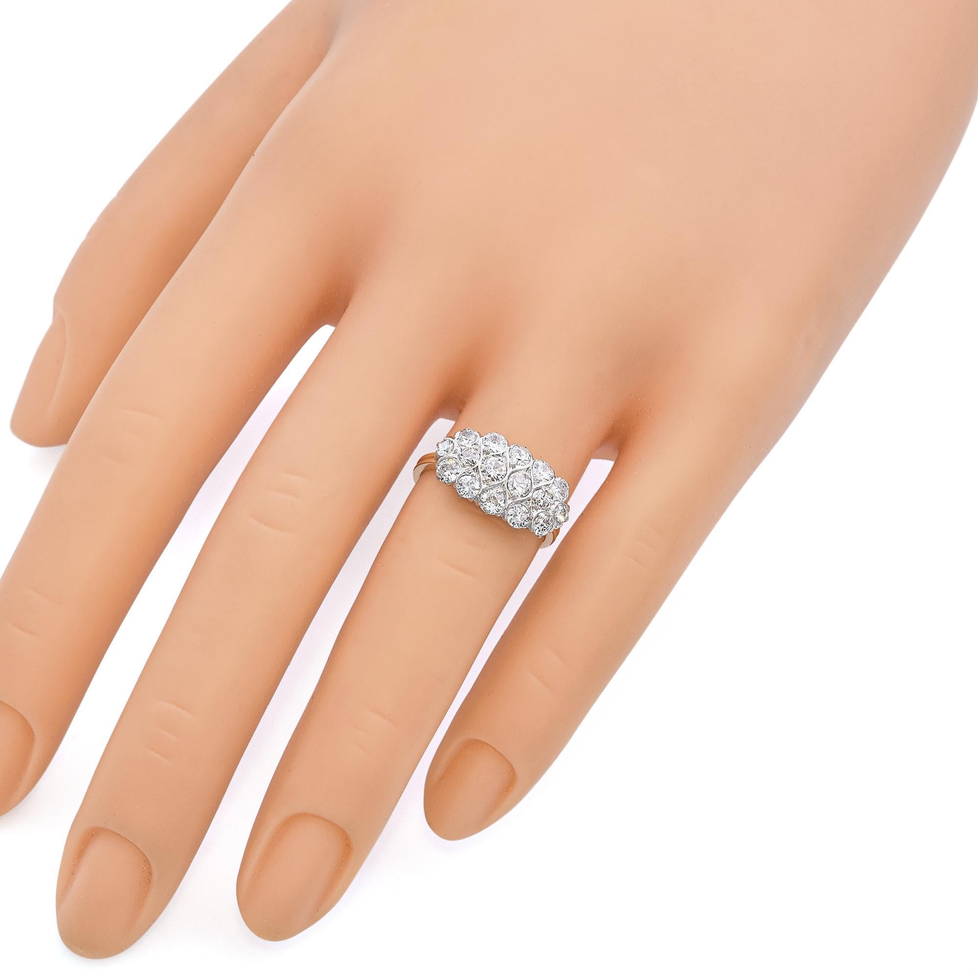 Victorien tardif Bague ancienne en or jaune 11k et platine avec diamant de taille européenne en vente