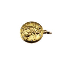 Antique 12 - 14K Yellow Gold Repousse and Diamond Dragon Locket #21468