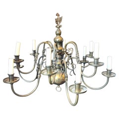 Vintage 12 Arm Dutch Flemish Brass Chandelier