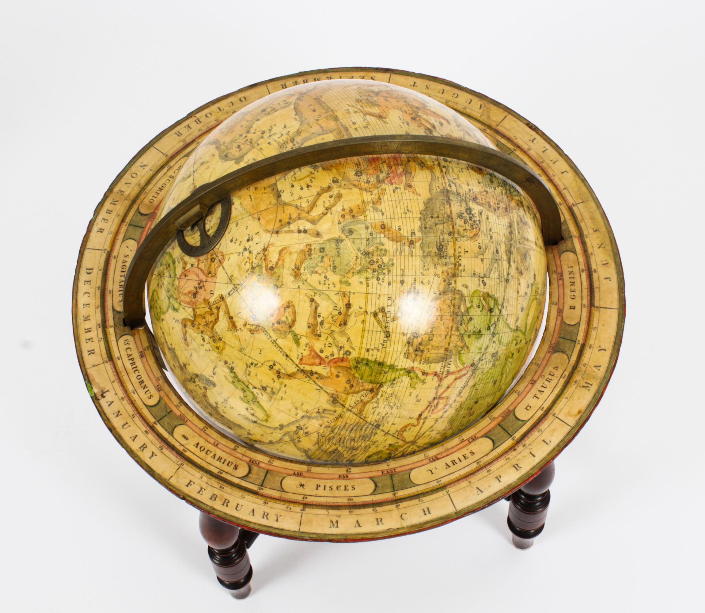 Antique Cary's New Celestial Library Table Globe on Stand 19th C 4
