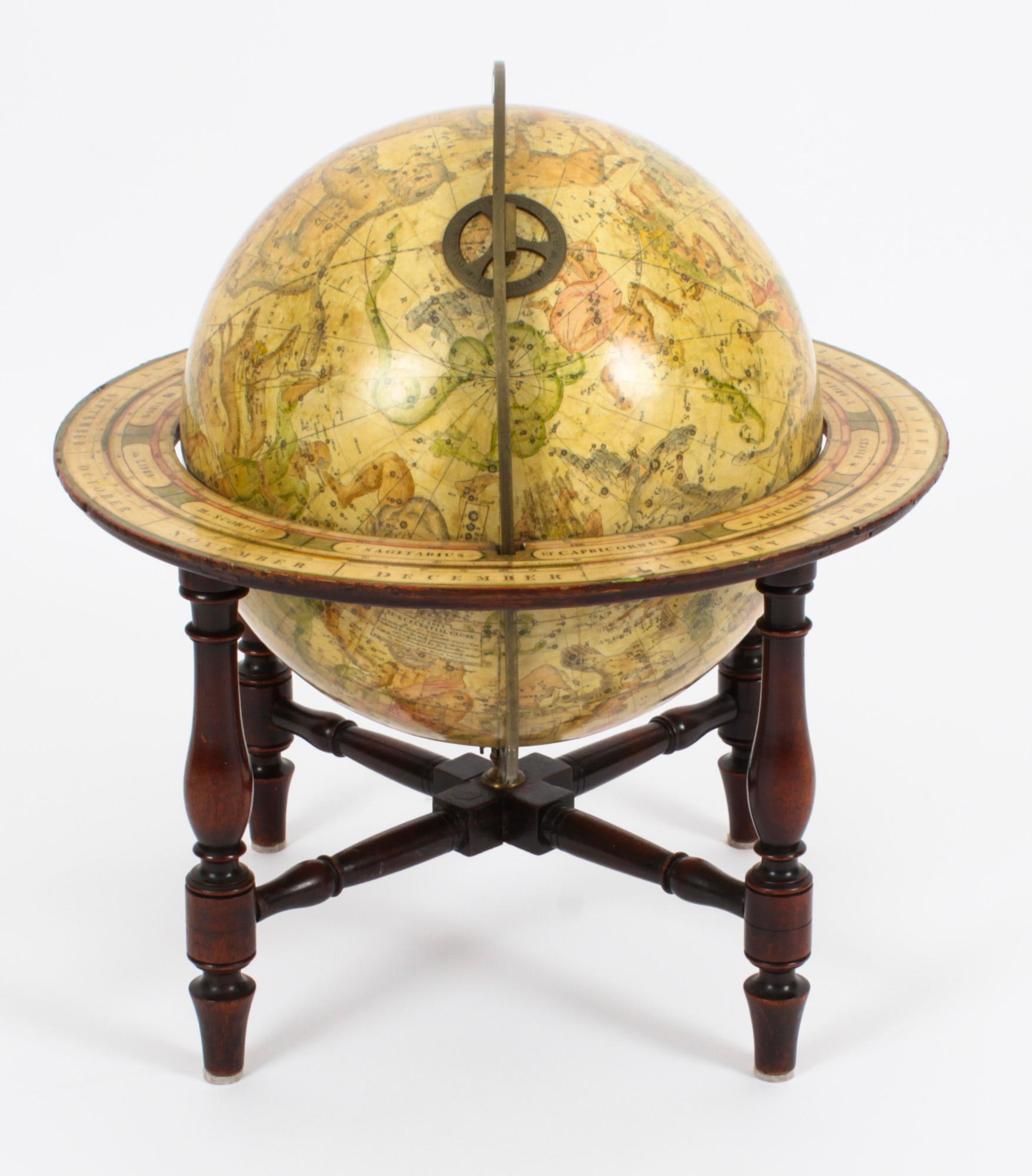 Antique Cary's New Celestial Library Table Globe on Stand 19th C 8