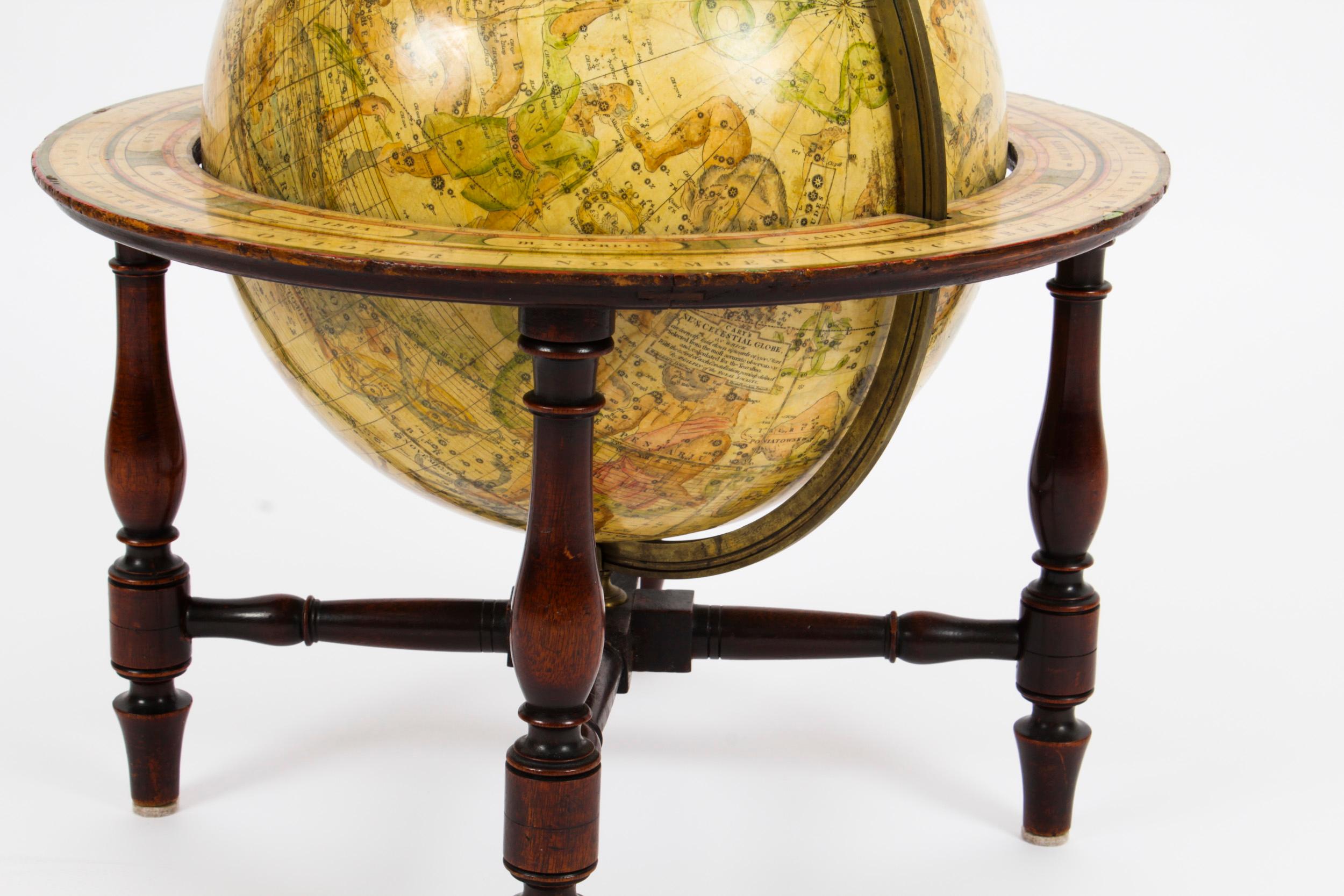 Antique Cary's New Celestial Library Table Globe on Stand 19th C 9