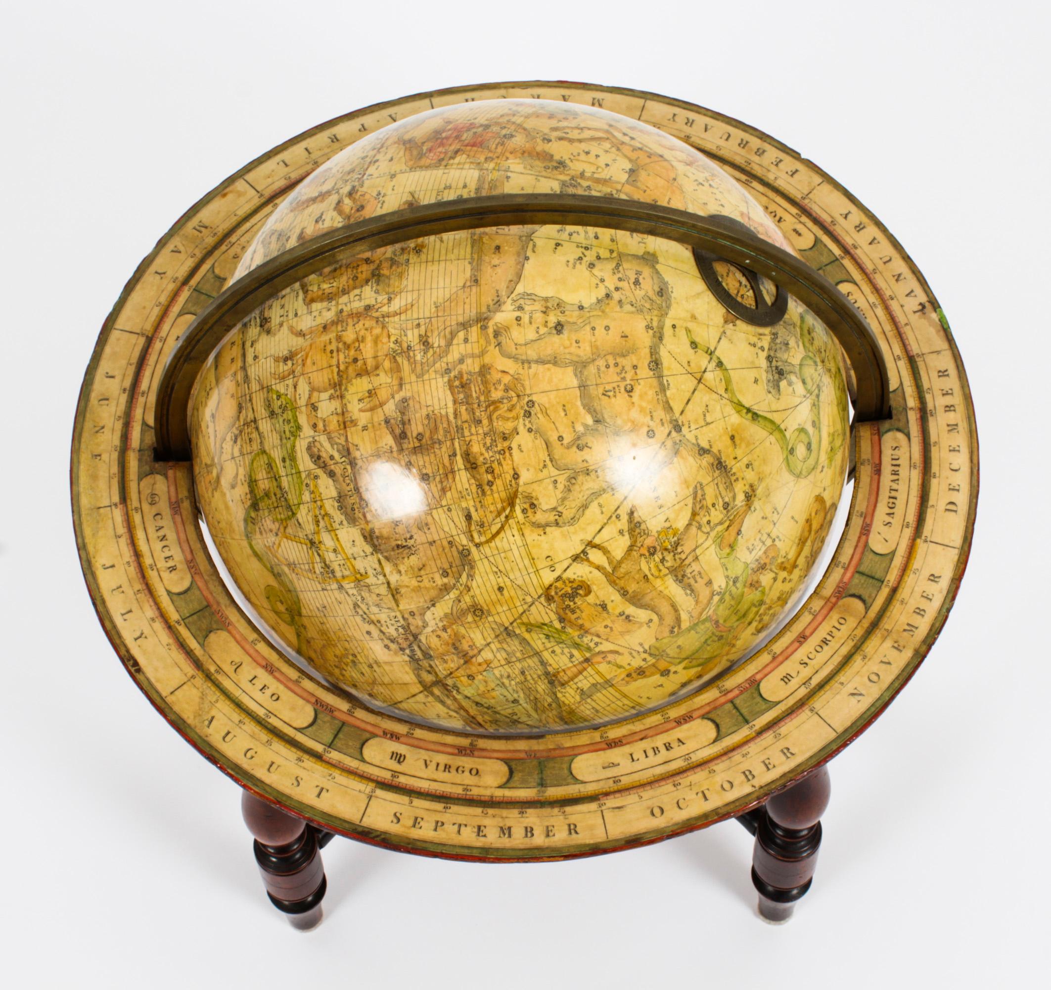 Antique Cary's New Celestial Library Table Globe on Stand 19th C 11
