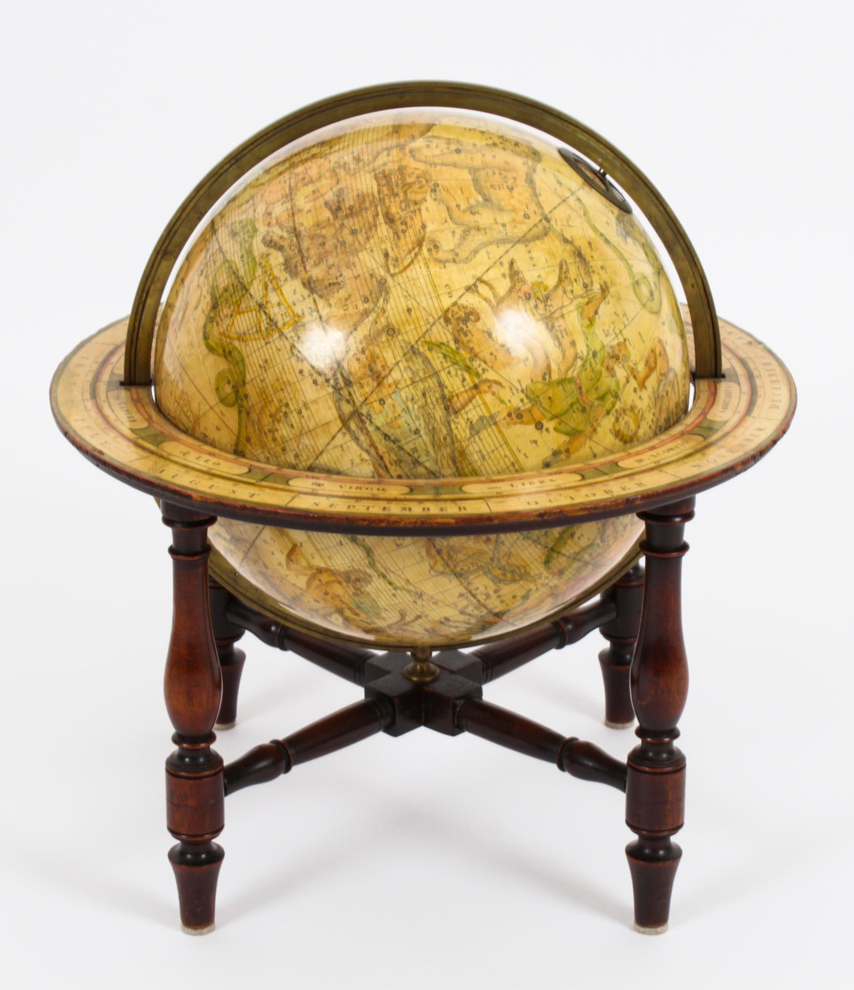 Antique Cary's New Celestial Library Table Globe on Stand 19th C 12