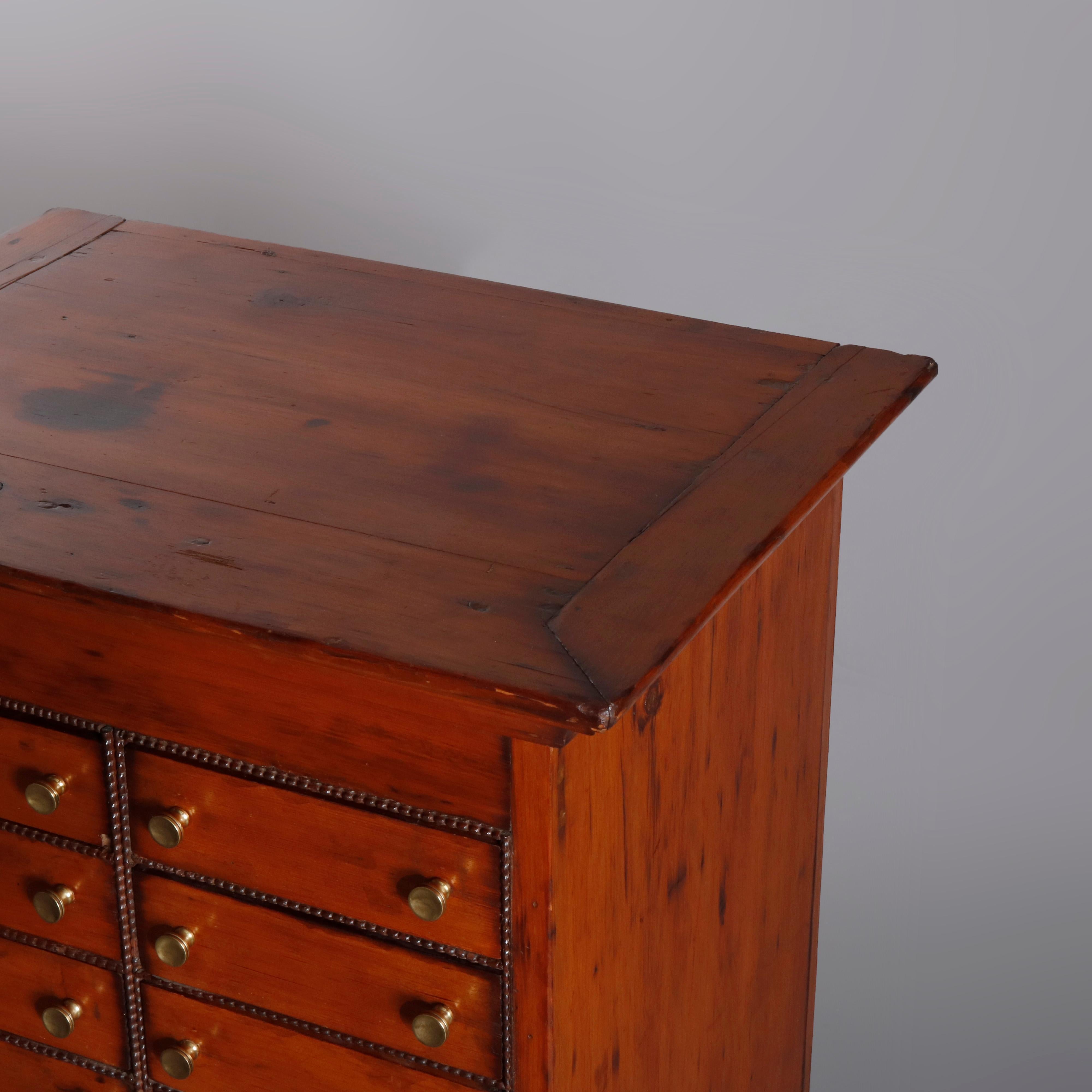 19th Century Antique 12-Drawer Pine Apothecary Specimen Cabinet, circa 1870