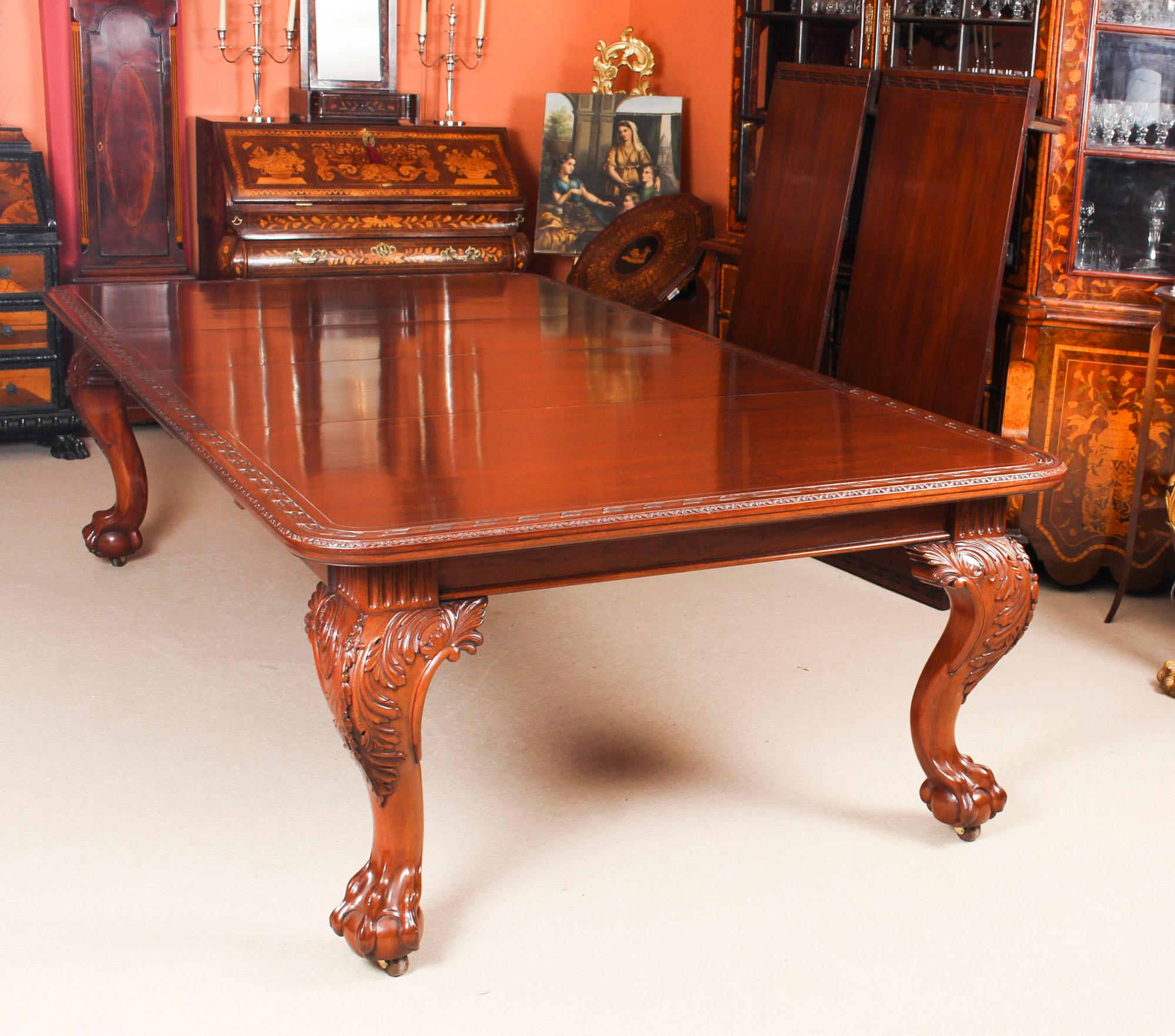 Late 19th Century Antique Dining Table by Edwards & Roberts 19th Century and 12 Bar Back Chairs